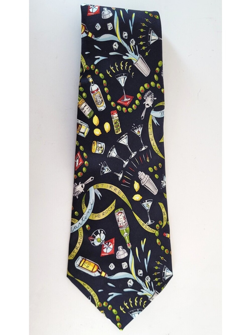 Nicole Miller Vintage 1999 Men's Silk Tie Cocktail Martini Bar Wide Necktie 4"